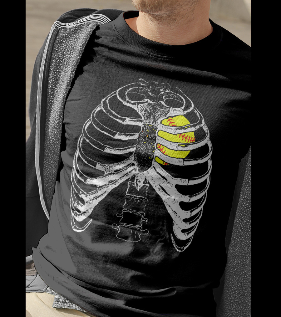 Ribcage Softball Heart Anatomy T-Shirt