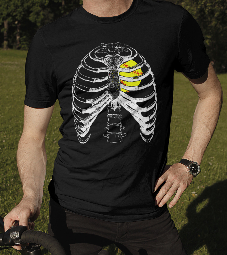 Ribcage Softball Heart Anatomy T-Shirt