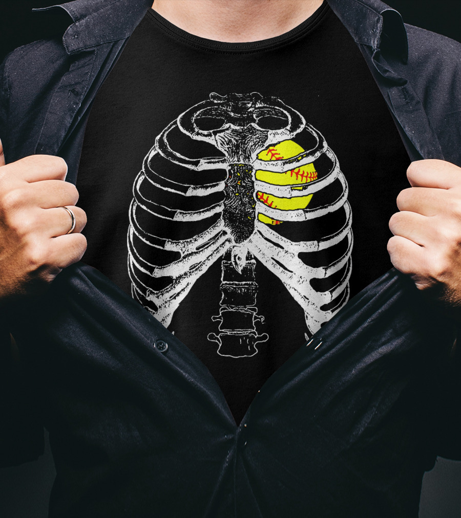 Ribcage Softball Heart Anatomy T-Shirt