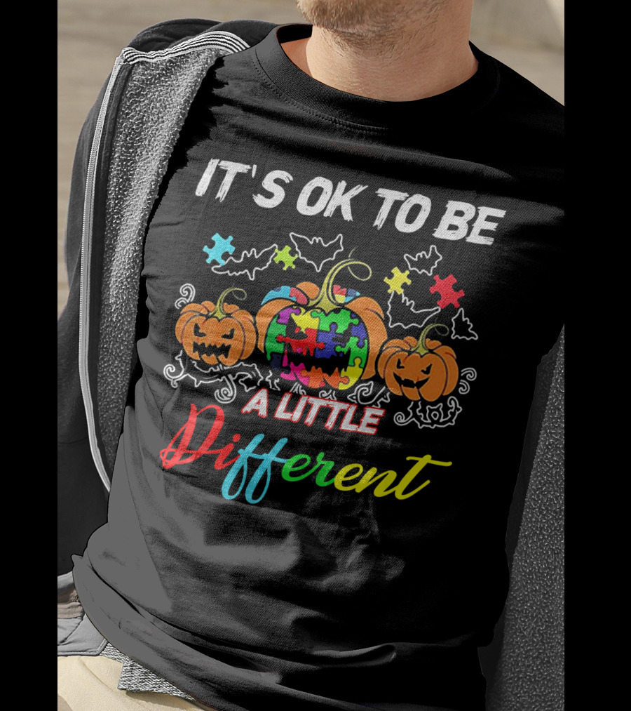 IT'S OK TO BE A LITTLE DIFFERENT Halloween Autism Pumpkin Puzzles T-Shirt