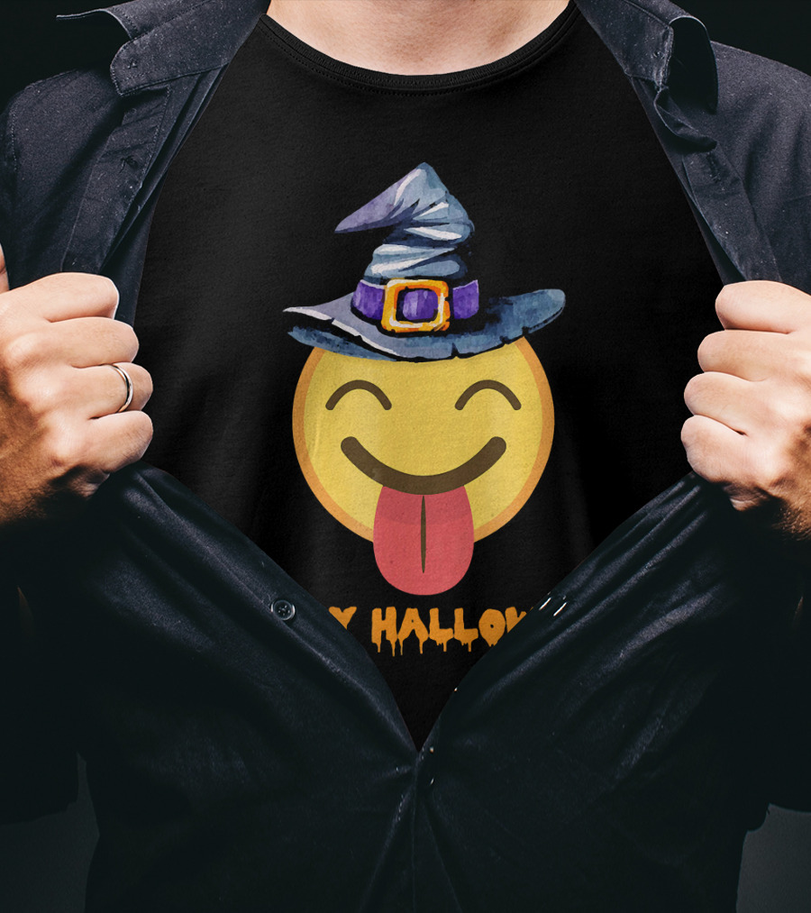 Happy Halloween Witch Hat Emoji T-Shirt