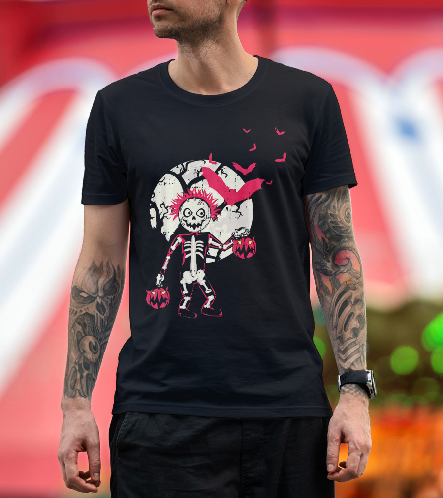 Zombie Skeleton Moon Bats Pumpkin Cool T-Shirt