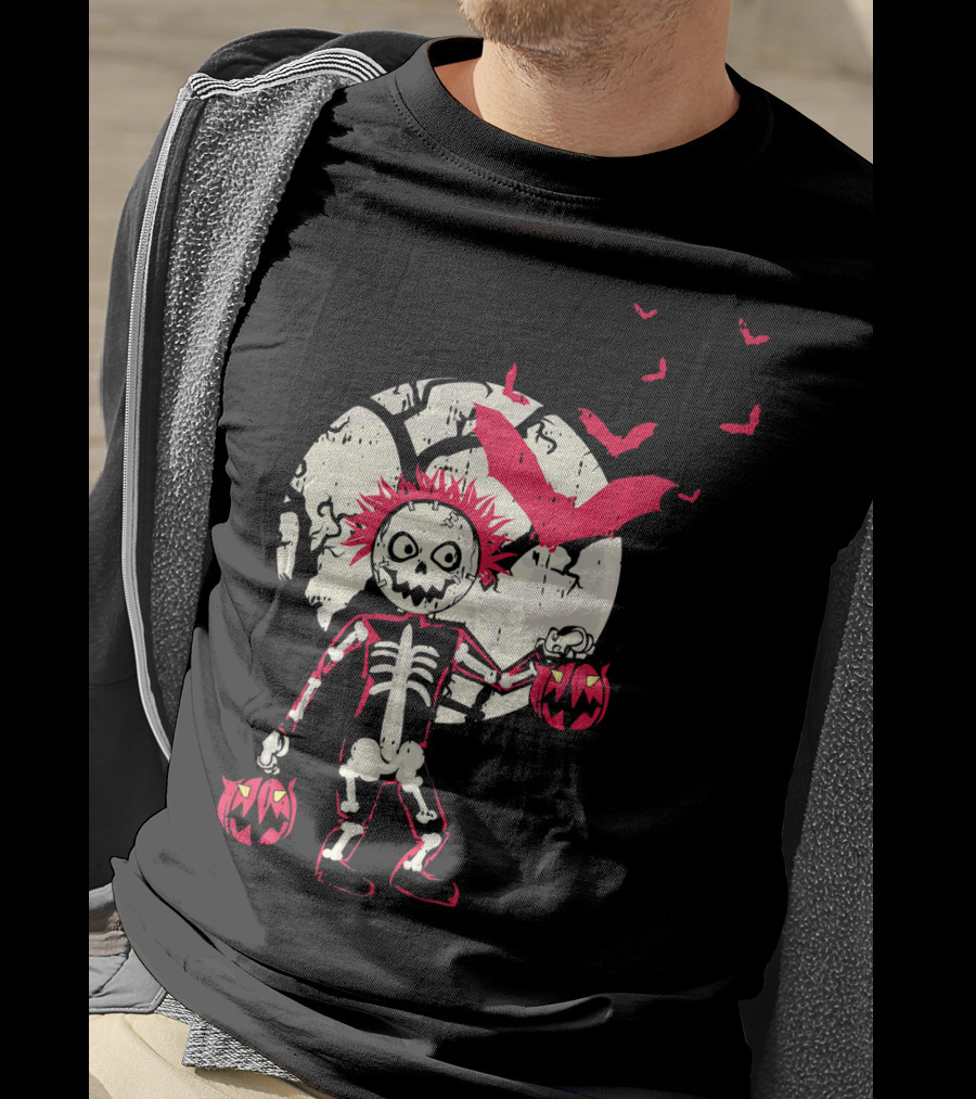 Zombie Skeleton Moon Bats Pumpkin Cool T-Shirt