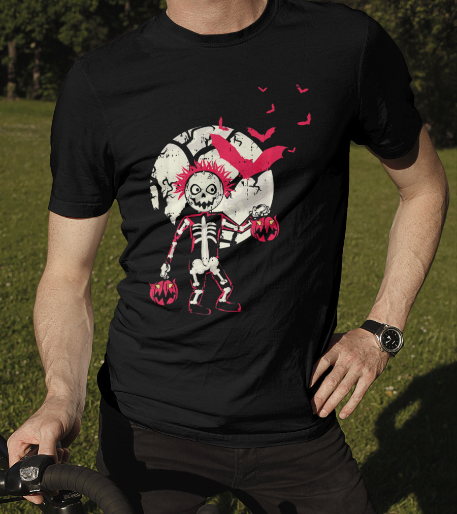 Zombie Skeleton Moon Bats Pumpkin Cool T-Shirt