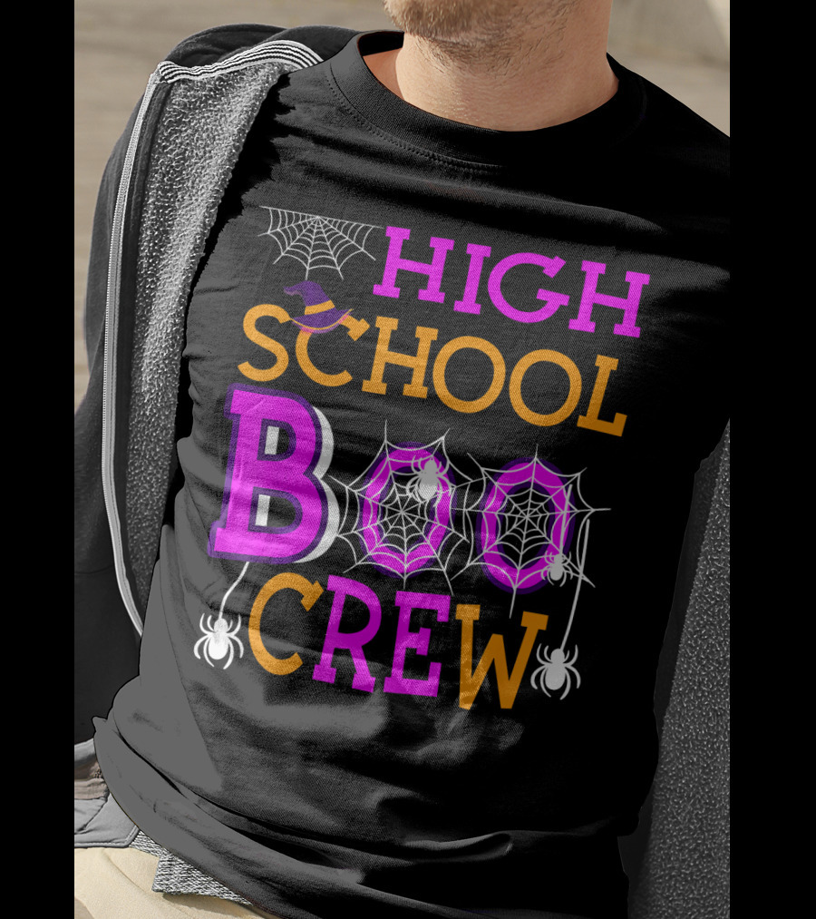 High School Boo Crew Spider Web Halloween Teacher T-Shirt