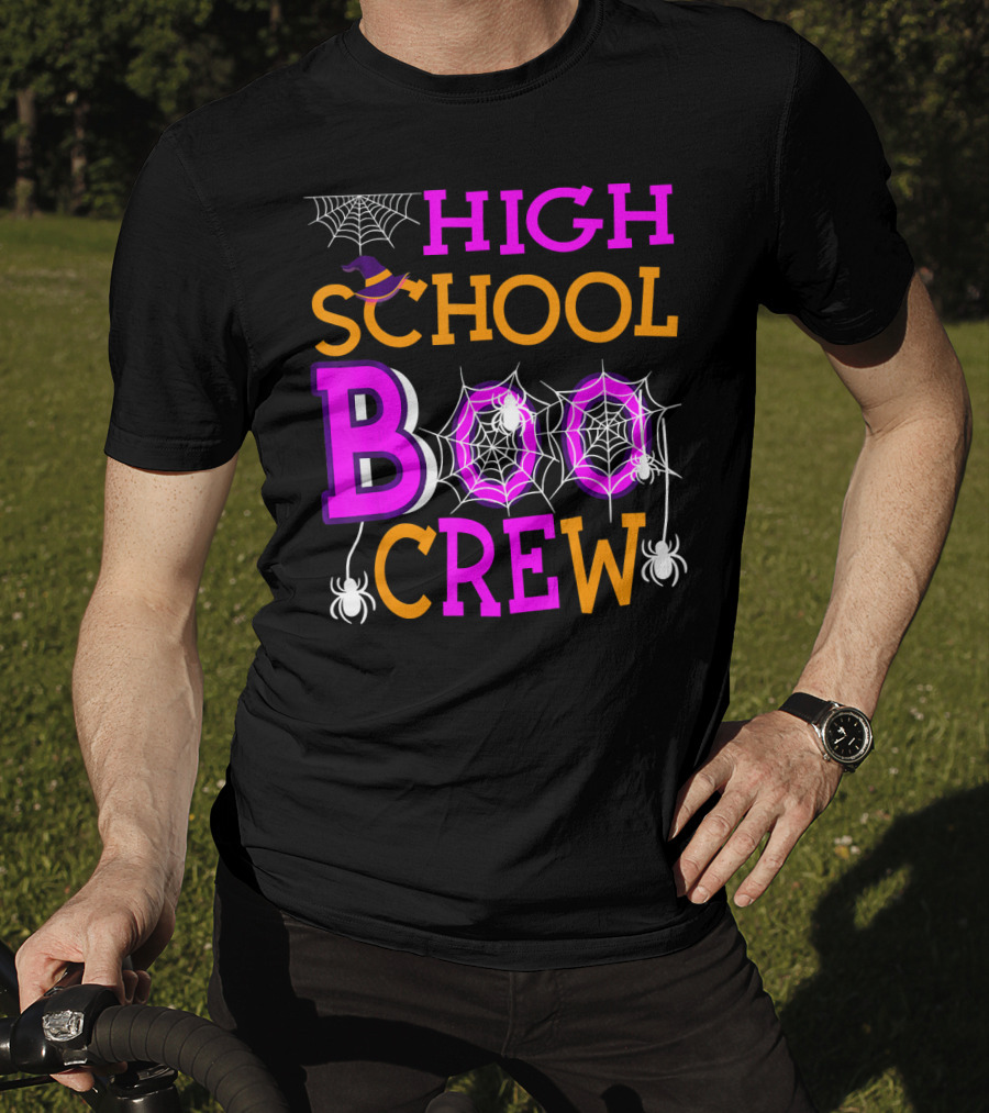 High School Boo Crew Spider Web Halloween Teacher T-Shirt