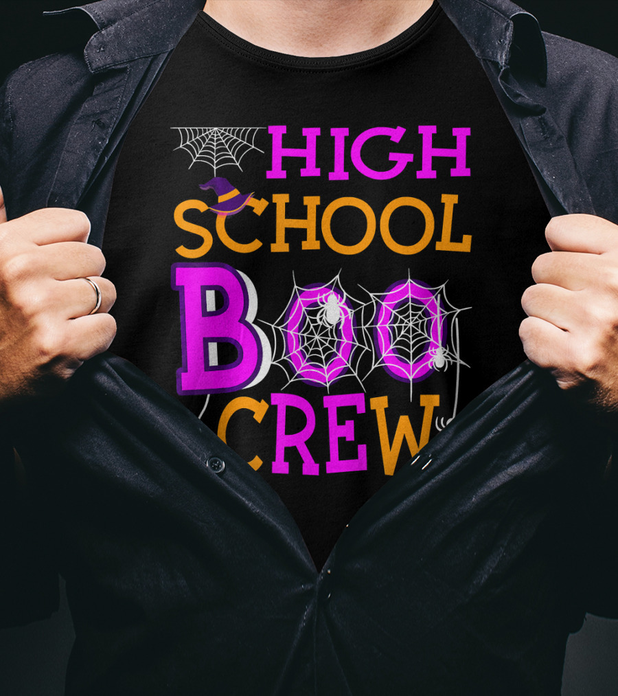 High School Boo Crew Spider Web Halloween Teacher T-Shirt