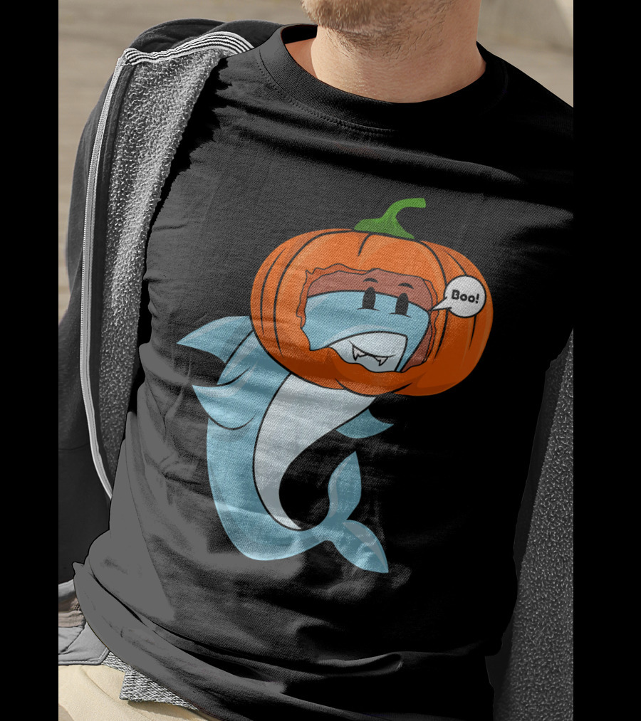 Halloween Boo Pumpkin Shark T-Shirt