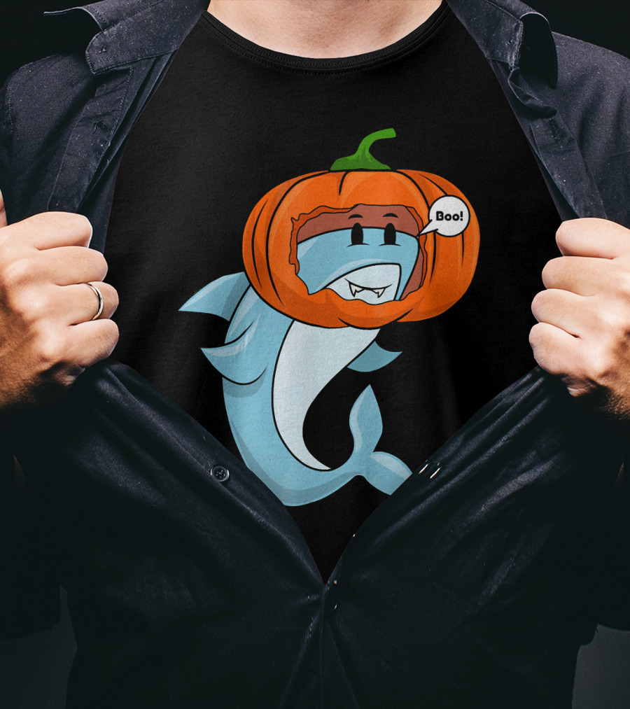 Halloween Boo Pumpkin Shark T-Shirt