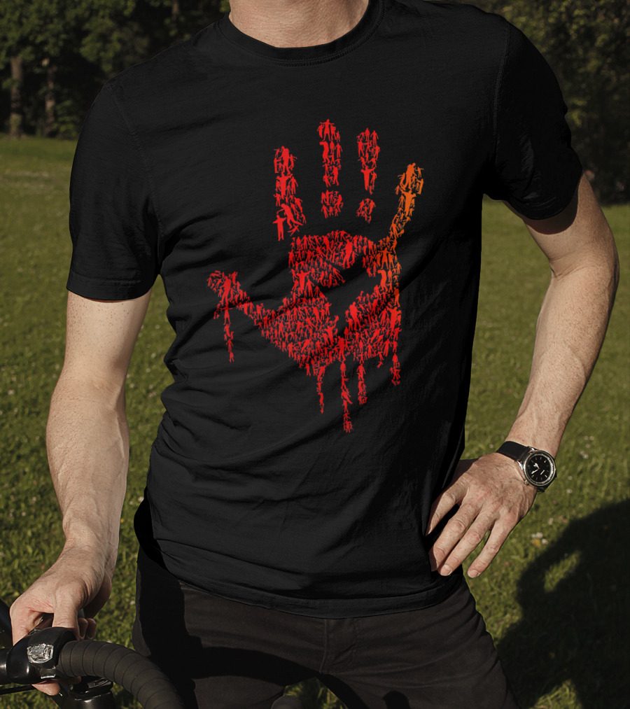 Horror Zombie Handprint Blood Red Palm T-Shirt