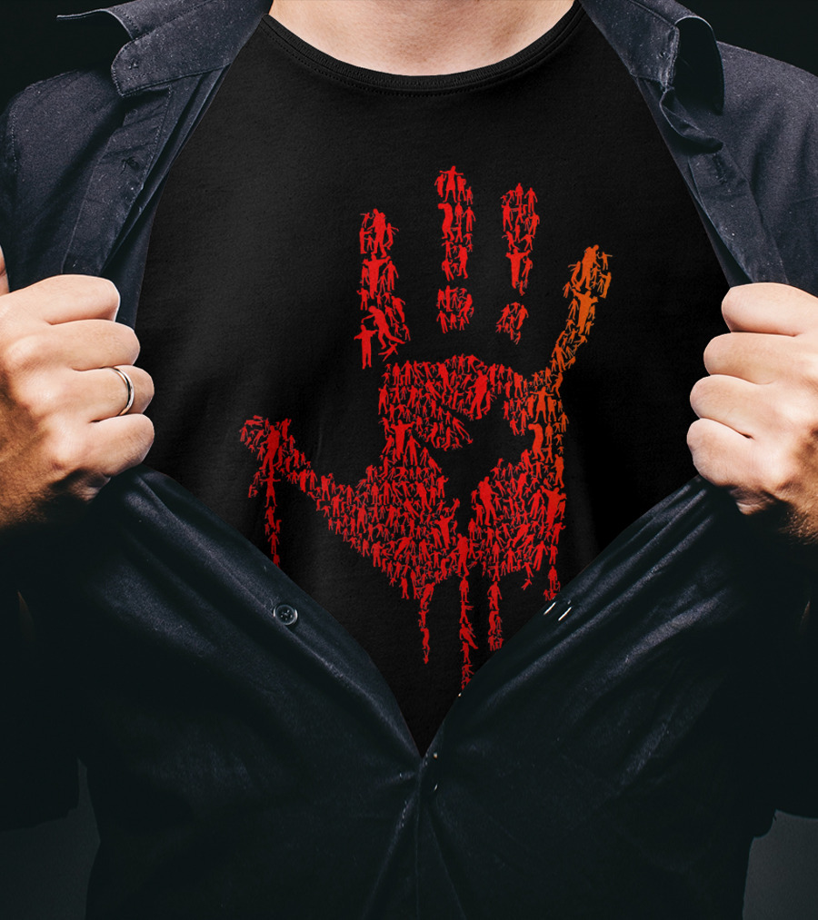 Horror Zombie Handprint Blood Red Palm T-Shirt