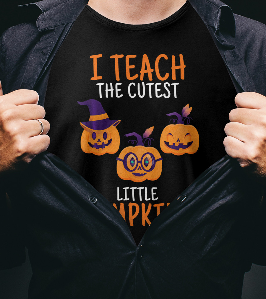 I Teach The Cutest Little Pumpkins Halloween Themed Pumpkins With Hats And Glasses T-Shirt