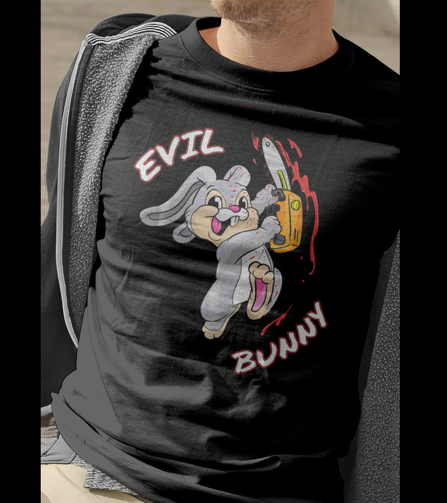 Evil Bunny Halloween Funny Bad Rab Chainsaw T-Shirt