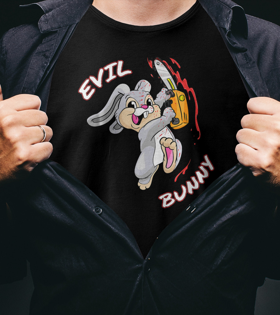 Evil Bunny Halloween Funny Bad Rab Chainsaw T-Shirt