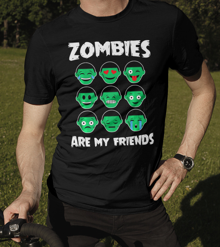 Zombies Are My Friends Funny Zombie Emoji Collection T-Shirt