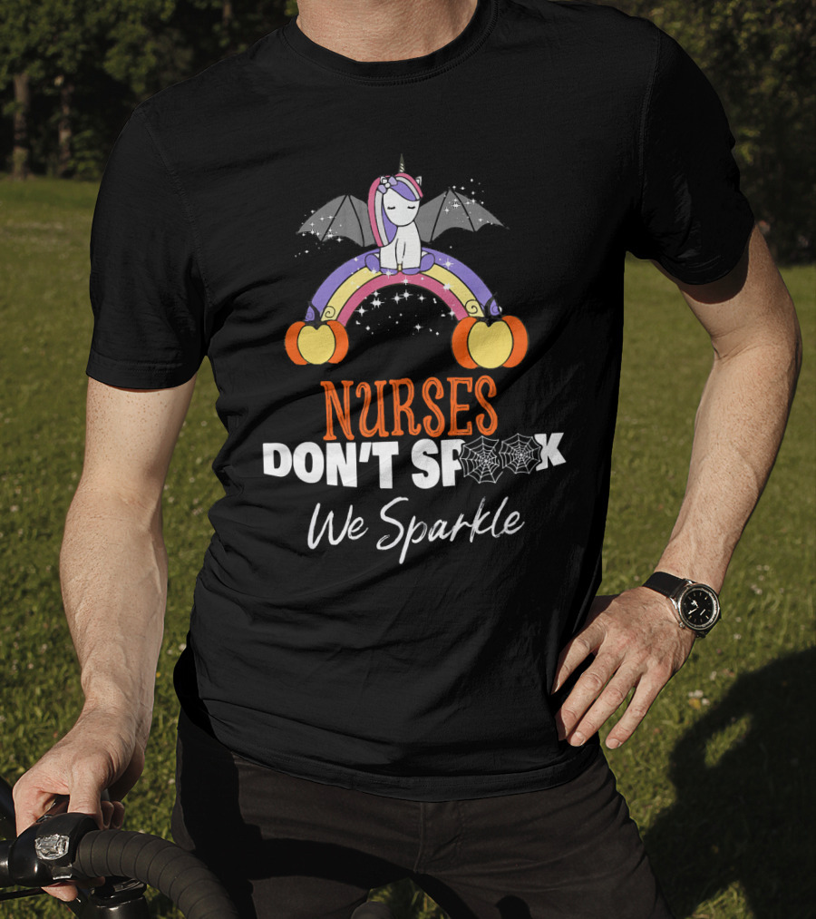 Nurses Don't Spook We Sparkle Halloween Unicorn Rainbow T-Shirt