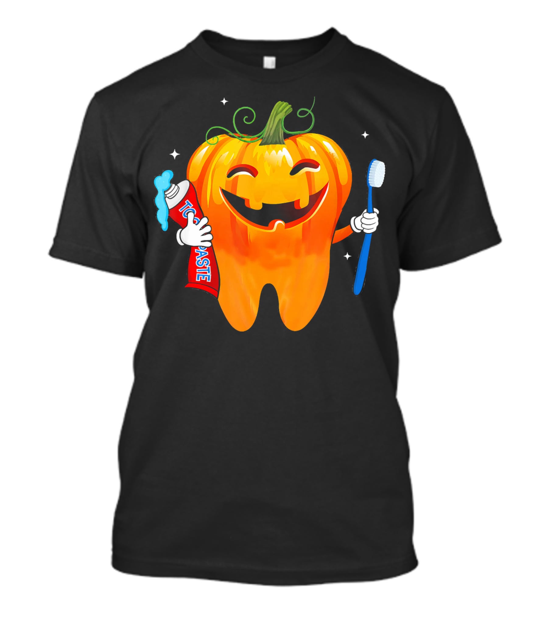 Dental Toothpaste Halloween Pumpkin With Toothbrush T-Shirt