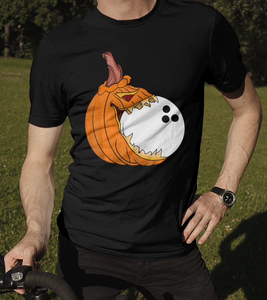 Pumpkin Carving Eating Bowling Ball Halloween Fun T-Shirt