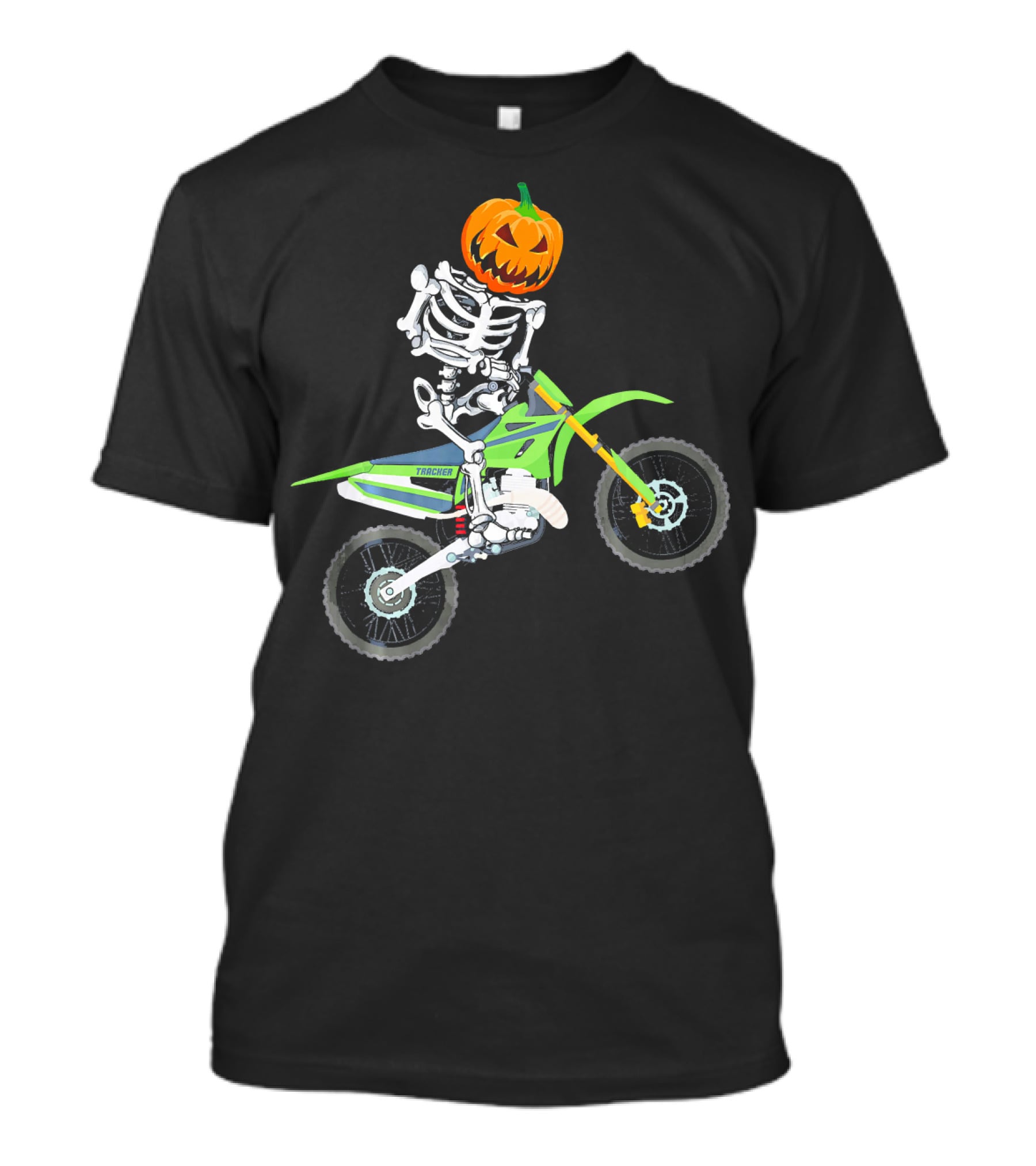Skeleton Dirt Bike Halloween Pumpkin Rider T-Shirt