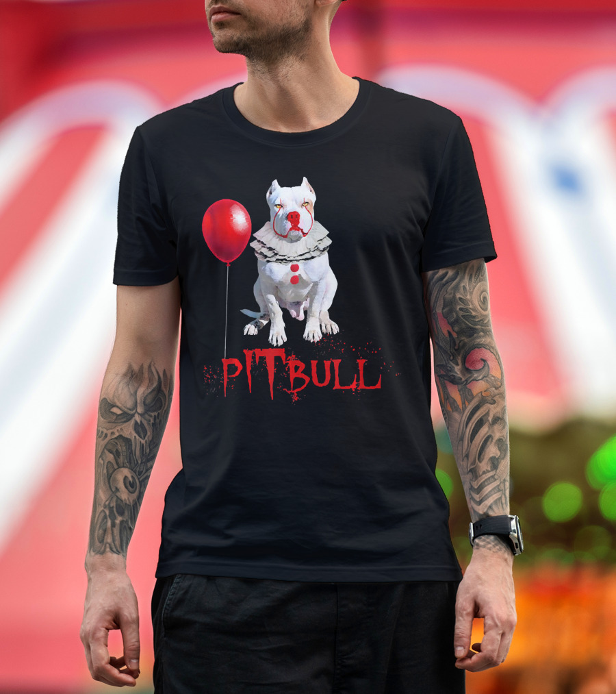 Pitbull IT Clown Balloon Halloween Day Horror T-Shirt