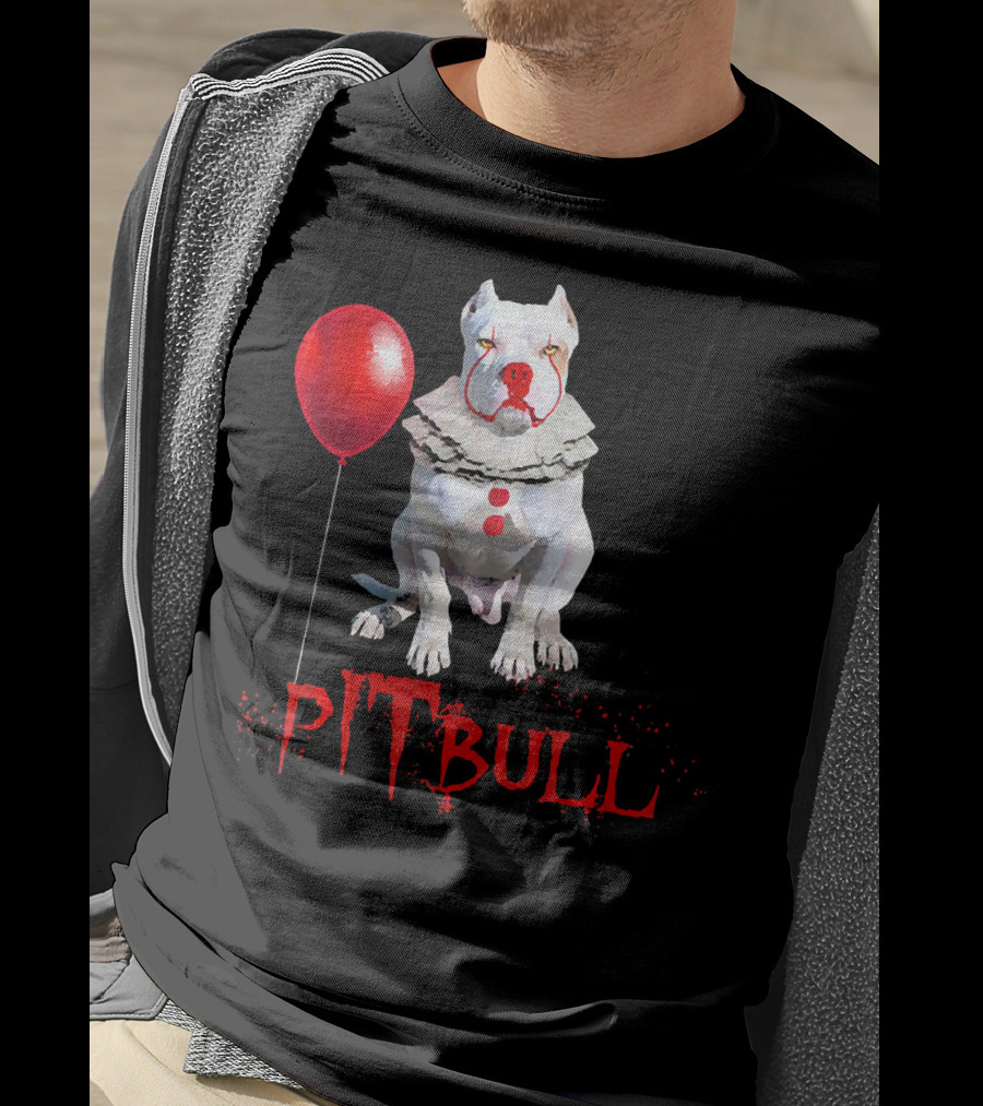 Pitbull IT Clown Balloon Halloween Day Horror T-Shirt