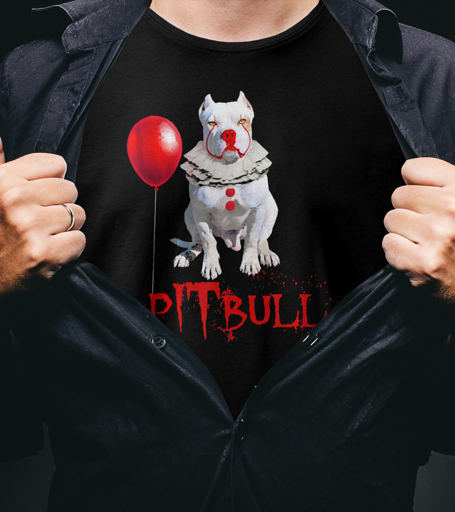 Pitbull IT Clown Balloon Halloween Day Horror T-Shirt