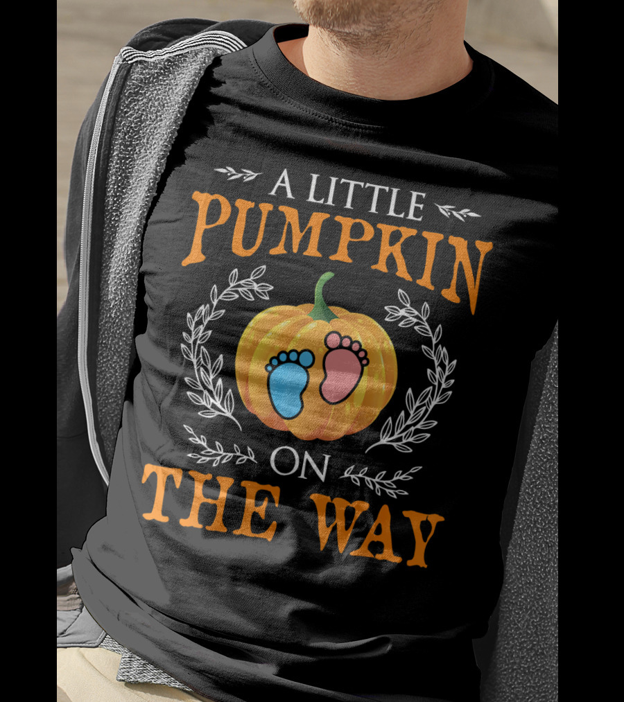 A Little Pumpkin On The Way With Footprints And Leaves T-Shirt