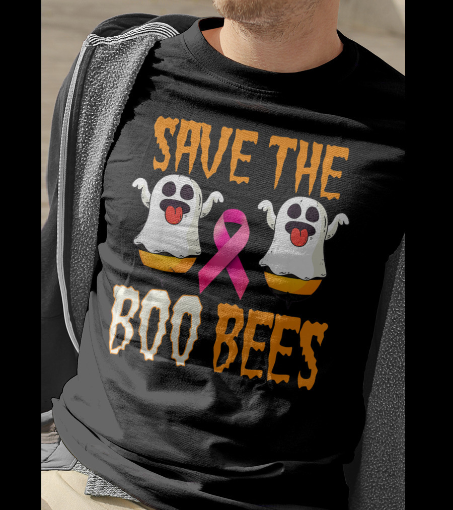 Save The Boo Bees Breast Cancer Awareness Pink Ghosts T-Shirt