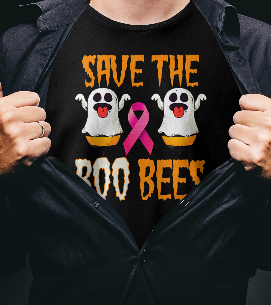 Save The Boo Bees Breast Cancer Awareness Pink Ghosts T-Shirt