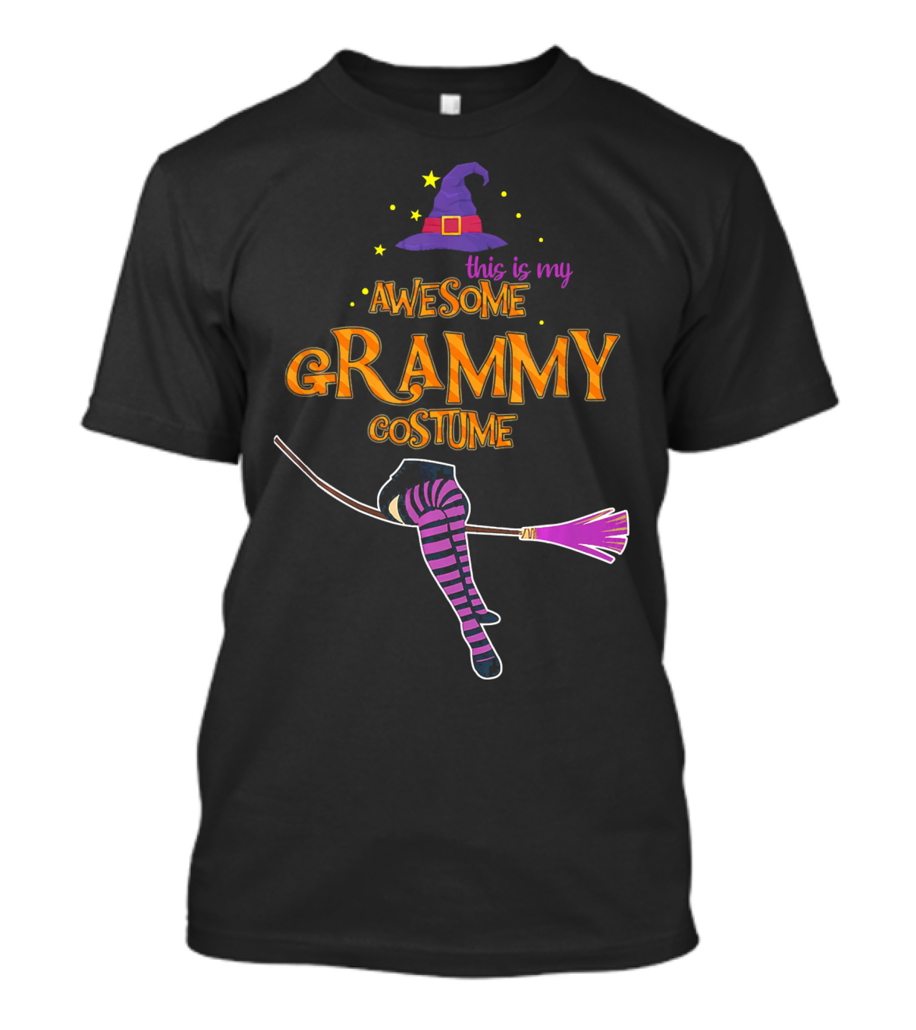 Halloween This Is My Awesome Grammy Costume Witch Hat Broomstick T-Shirt