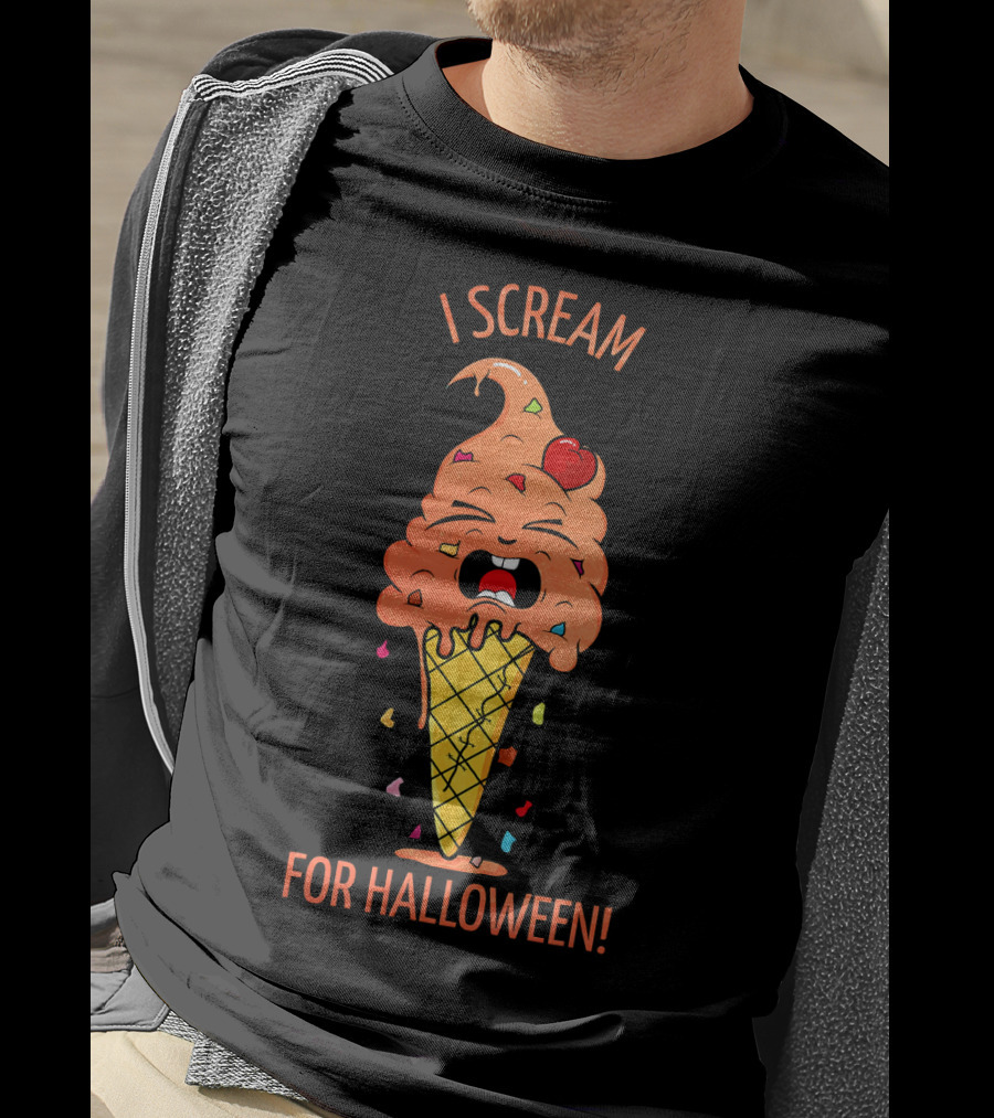 I Scream For Halloween Ice Cream Cone Monster Fun T-Shirt