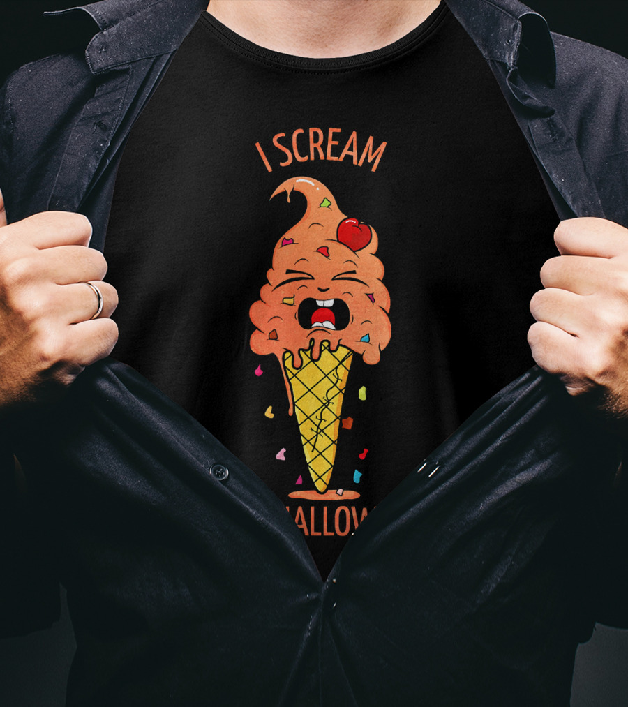 I Scream For Halloween Ice Cream Cone Monster Fun T-Shirt
