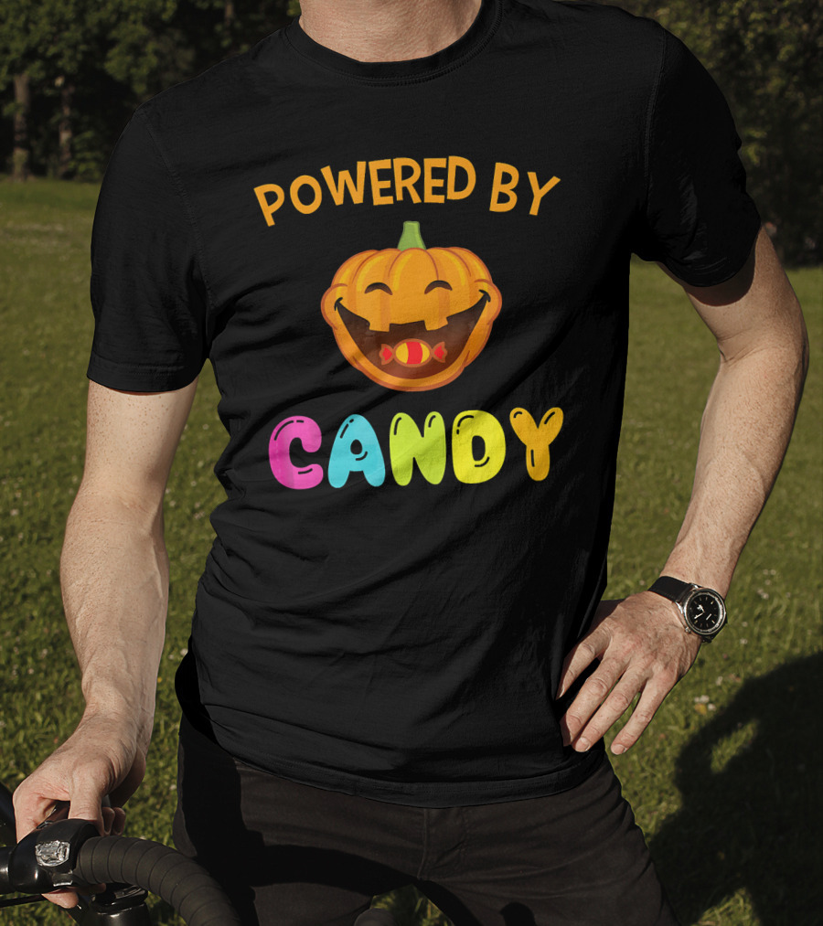Powered By Candy Halloween Pumpkin Face T-Shirt