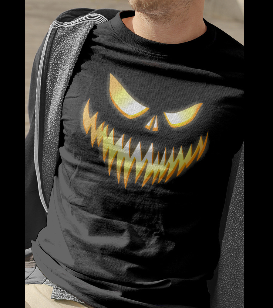 Scary Pumpkin Jack-O'-Lantern Face T-Shirt