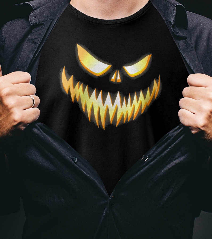 Scary Pumpkin Jack-O'-Lantern Face T-Shirt