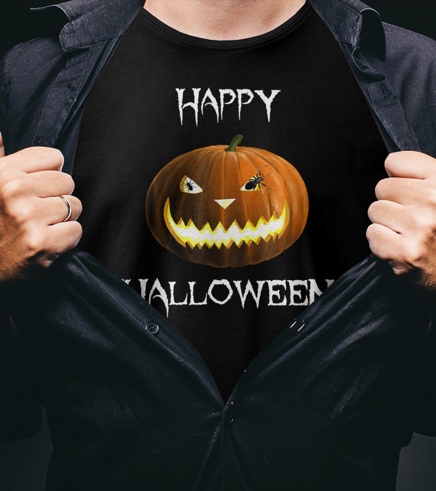 Happy Halloween Pumpkin And Spider Jack-O'-Lantern (D010 T-Shirt