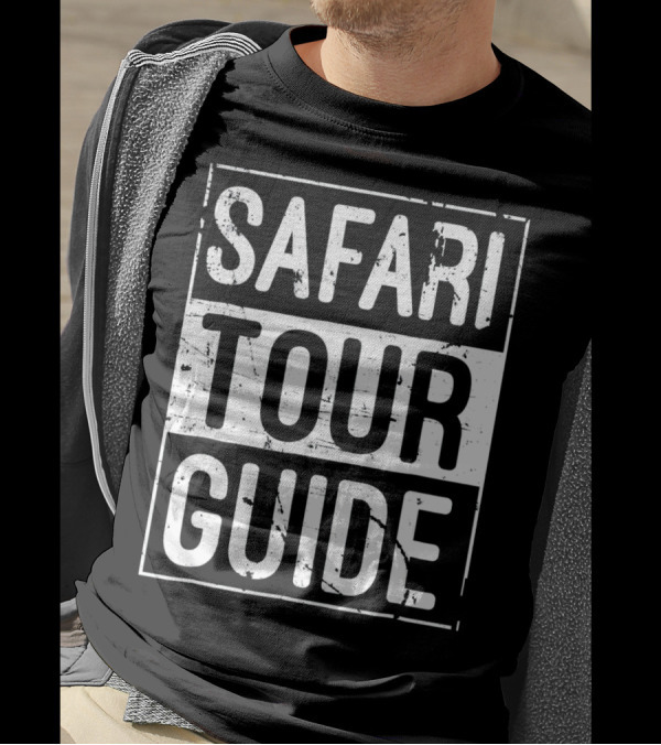 SAFARI TOUR GUIDE Vintage Distressed Block Text T-Shirt