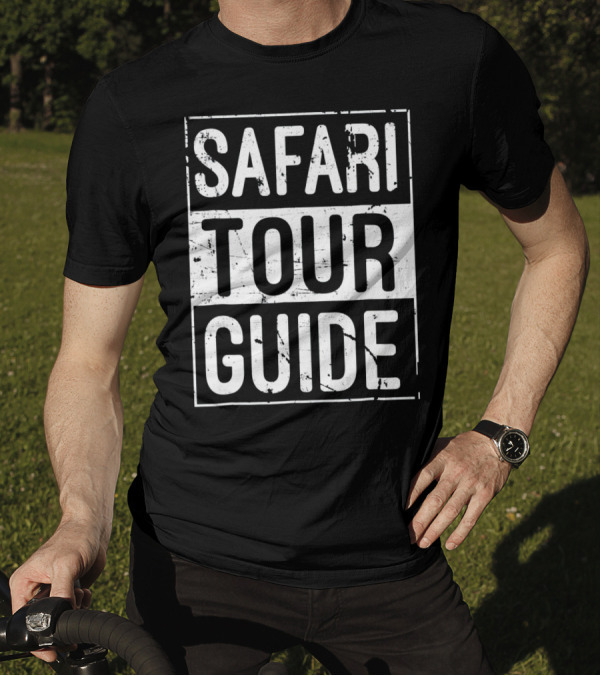 SAFARI TOUR GUIDE Vintage Distressed Block Text T-Shirt