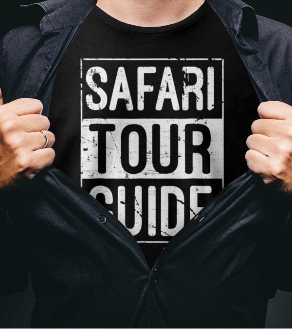 SAFARI TOUR GUIDE Vintage Distressed Block Text T-Shirt