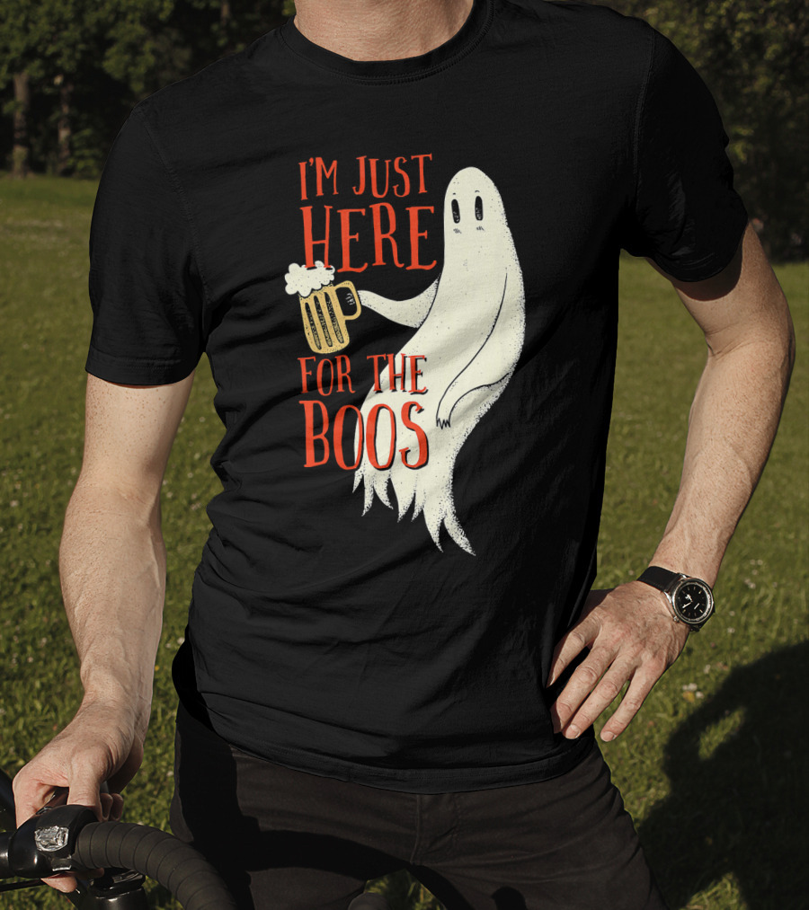 I'm Just Here For The Boos Ghost Holding Beer T-Shirt