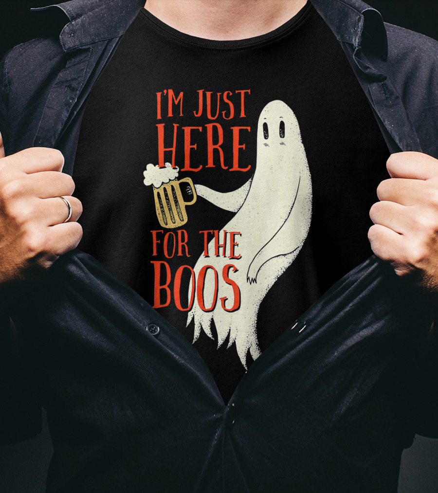 I'm Just Here For The Boos Ghost Holding Beer T-Shirt