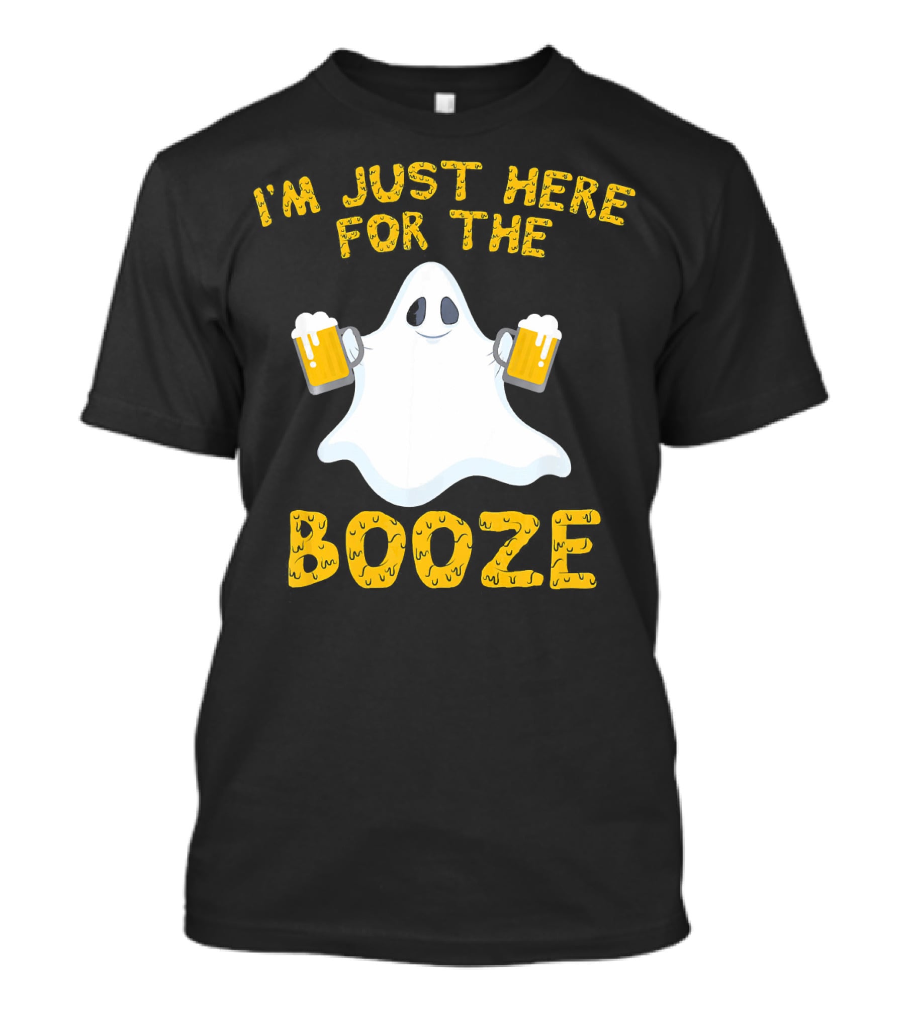 I'm Just Here For The Booze Ghost Holding Beer Mugs T-Shirt