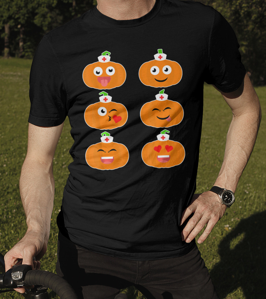 Nurse Halloween Pumpkin Emoticons T-Shirt