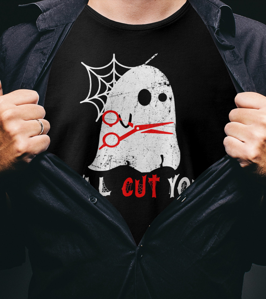 Halloween Boo Ghost Hairstylist I'll Cut You T-Shirt