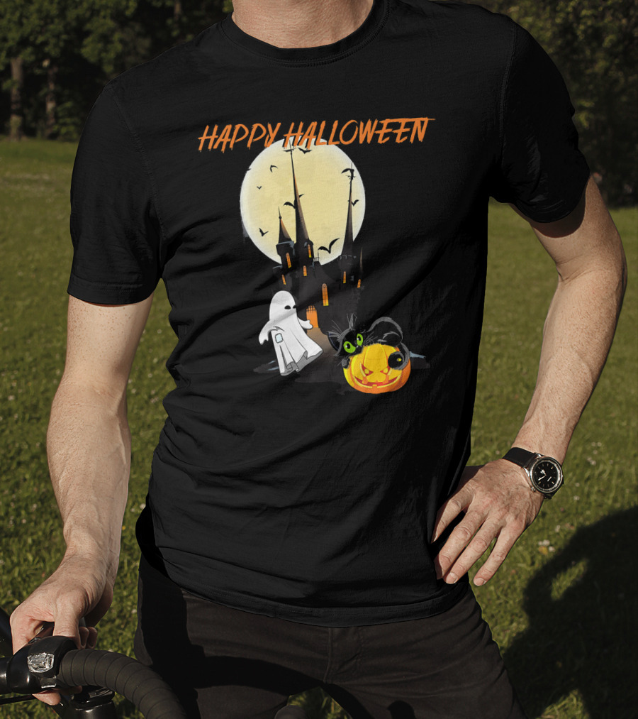 Happy Halloween Ghost Scary Cat Moon Pumpkin T-Shirt