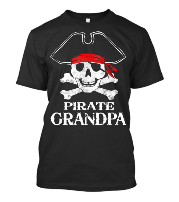 Pirate Grandpa Skull With Crossbones And Bandana T-Shirt
