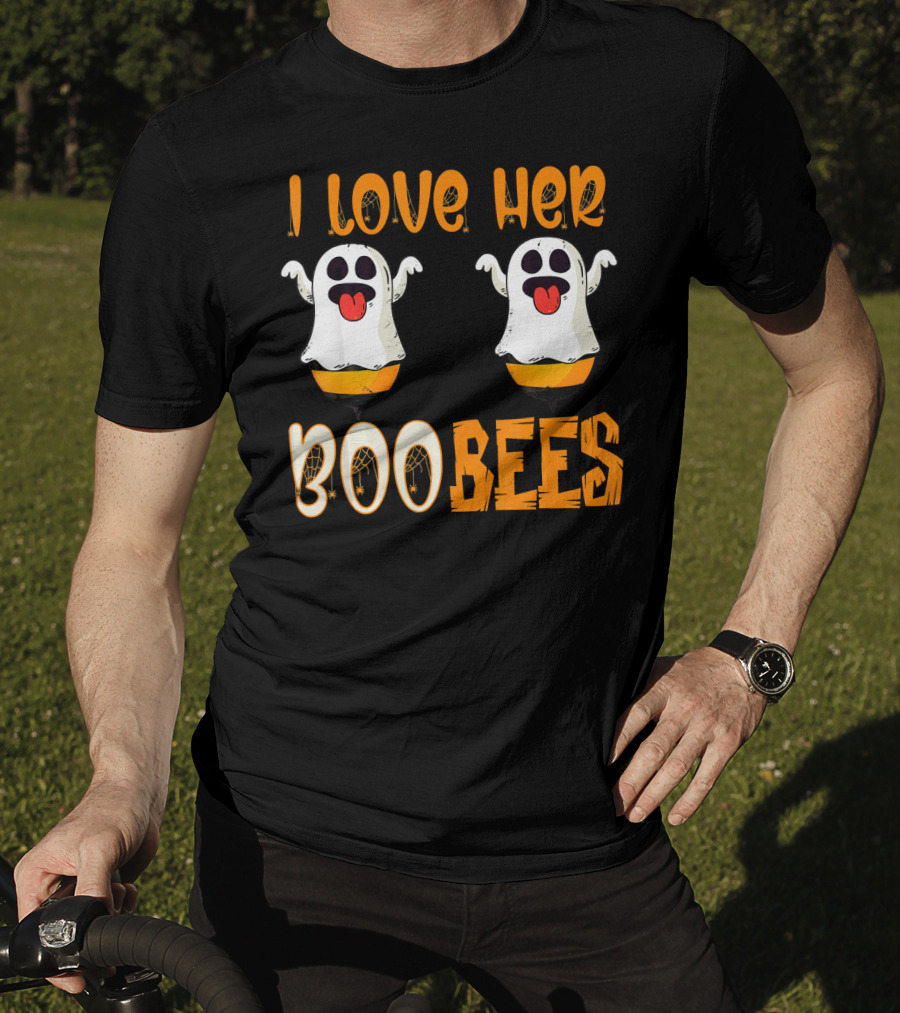 I Love Her Boo Bees Ghost Halloween Matching T-Shirt