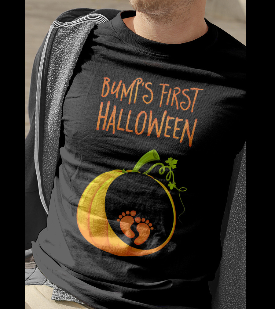 Bump's First Halloween Pumpkin Baby Feet T-Shirt