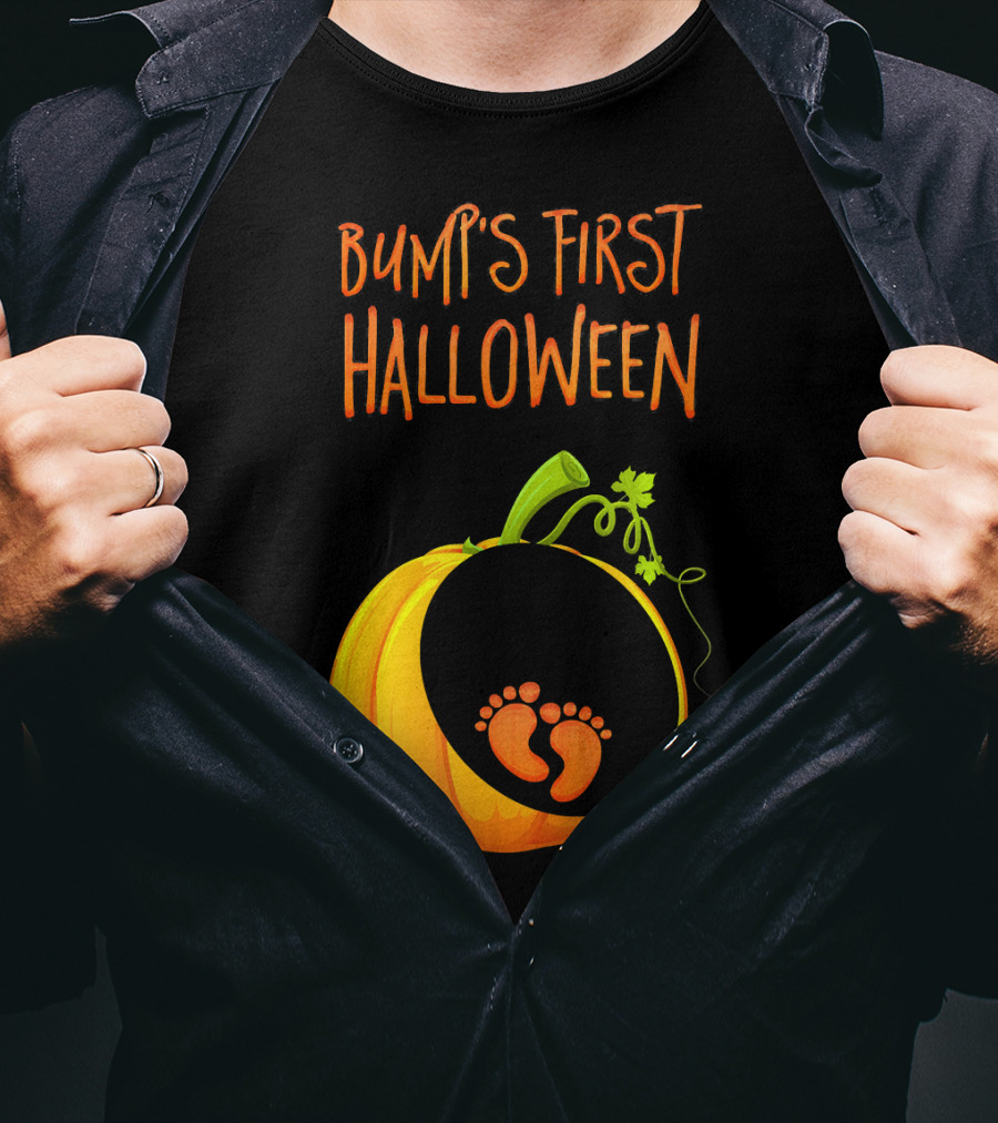 Bump's First Halloween Pumpkin Baby Feet T-Shirt