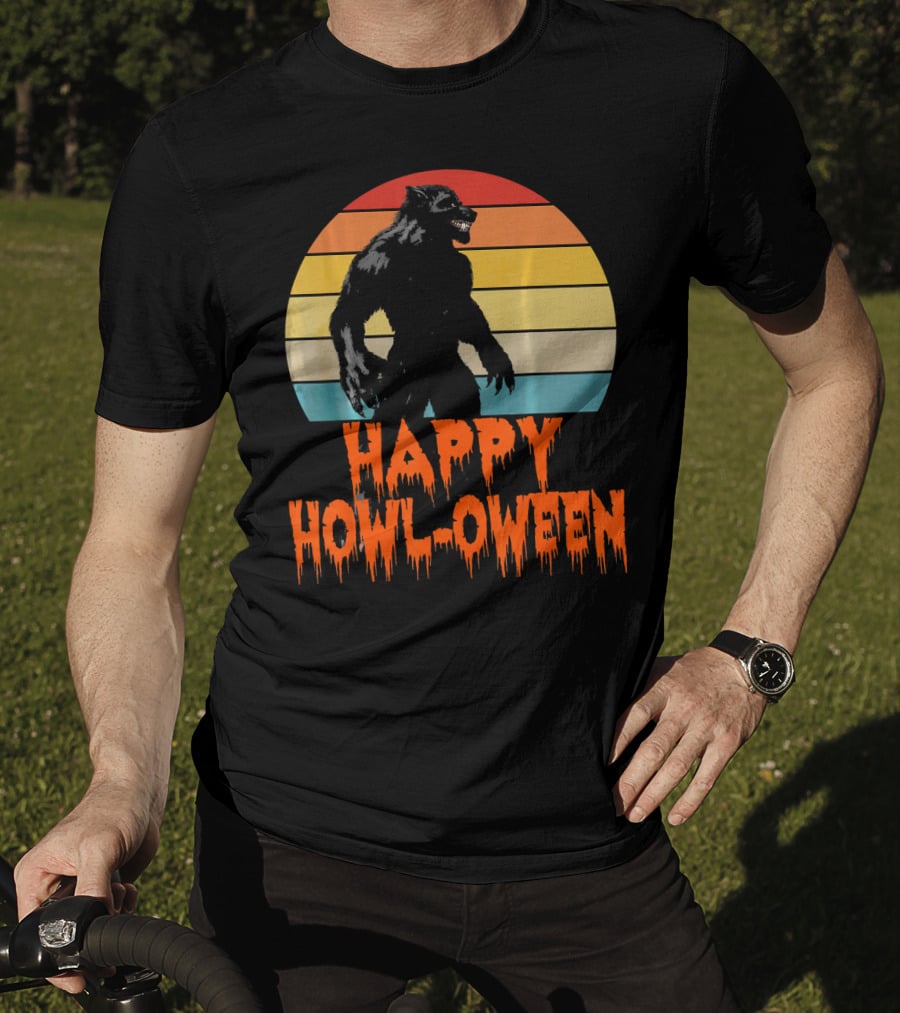 Happy Howl-Oween Werewolf Vintage Werewolves Halloween Co T-Shirt